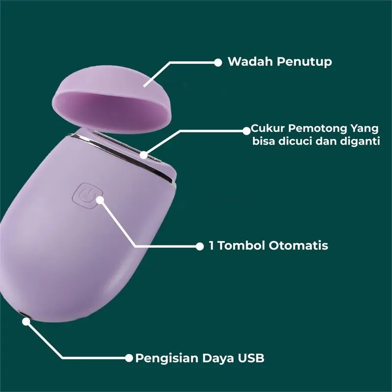 MISSAI Alat Mencukur Mini Listrik Pencukur Bulu Ketiak Wanita / Mini Lady Shaver / Tanpa Rasa Sakit Pencukur Rambut / Alat Pencukur Bulu Kemaluan Epilator BD03 7