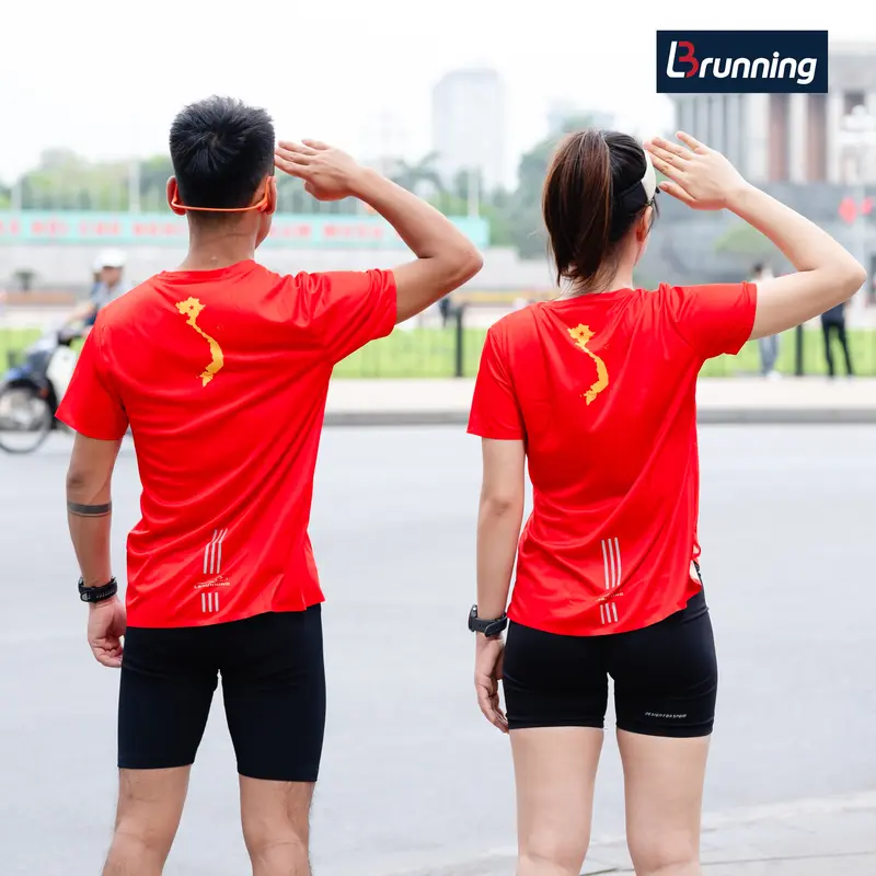 Áo Thun Nam/Nữ Chạy Bộ,Thể Thao mỏng nhẹ,thoáng mát Cờ Đỏ Sao Vàng LBrunning 1