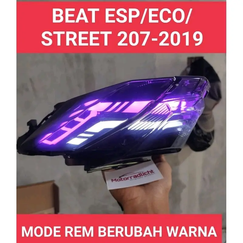 Lampu stop lampu rem belakang Lazy Ungu Putih Beat Esp Eco Beat Street 2016-2019 Costum Motorcycle