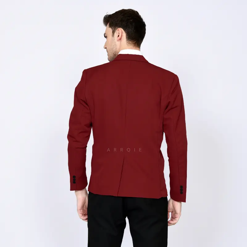 Jas Formal Pria Terbaru Warna Maroon Model Slim Fit Ukuran S M L XL XXL Bahan Lembut Dan Tebal Nyaman Dipakai 1