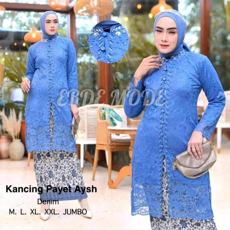 Setelan kebaya kancing brokat jumbo LD 130 mix rok plisket/kebaya tunik moderen 8