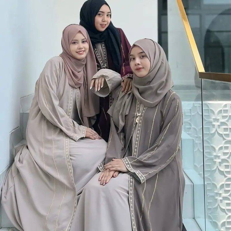 Abaya Mesir Versi Lokal Nancy Bordiran Tebal dan Halus - Muslim Wanita Gamis Syari - Hitam - Remaja, Dewasa, Pesta, Lebaran