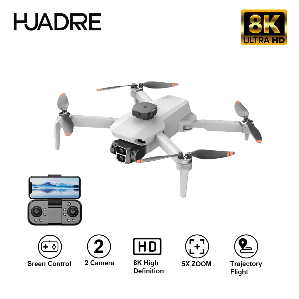 Drone L106 MAX 8K Kamera Ganda Motor Brushless Dual Baterai Jarak Jauh Stabil Terbaru dengan LED & Remote Control