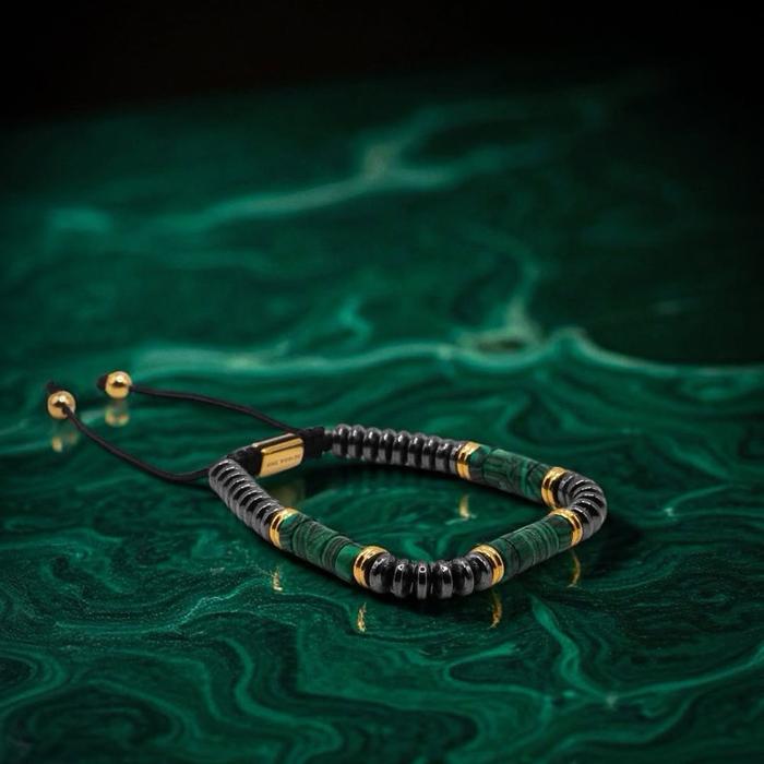 Gambar Nine Worlds Einherjar Bracelet NW-00570 Gelang Batu alam Malachite Combinasi Hematite dari Nine Worlds Kota Administrasi Jakarta Barat Tokopedia