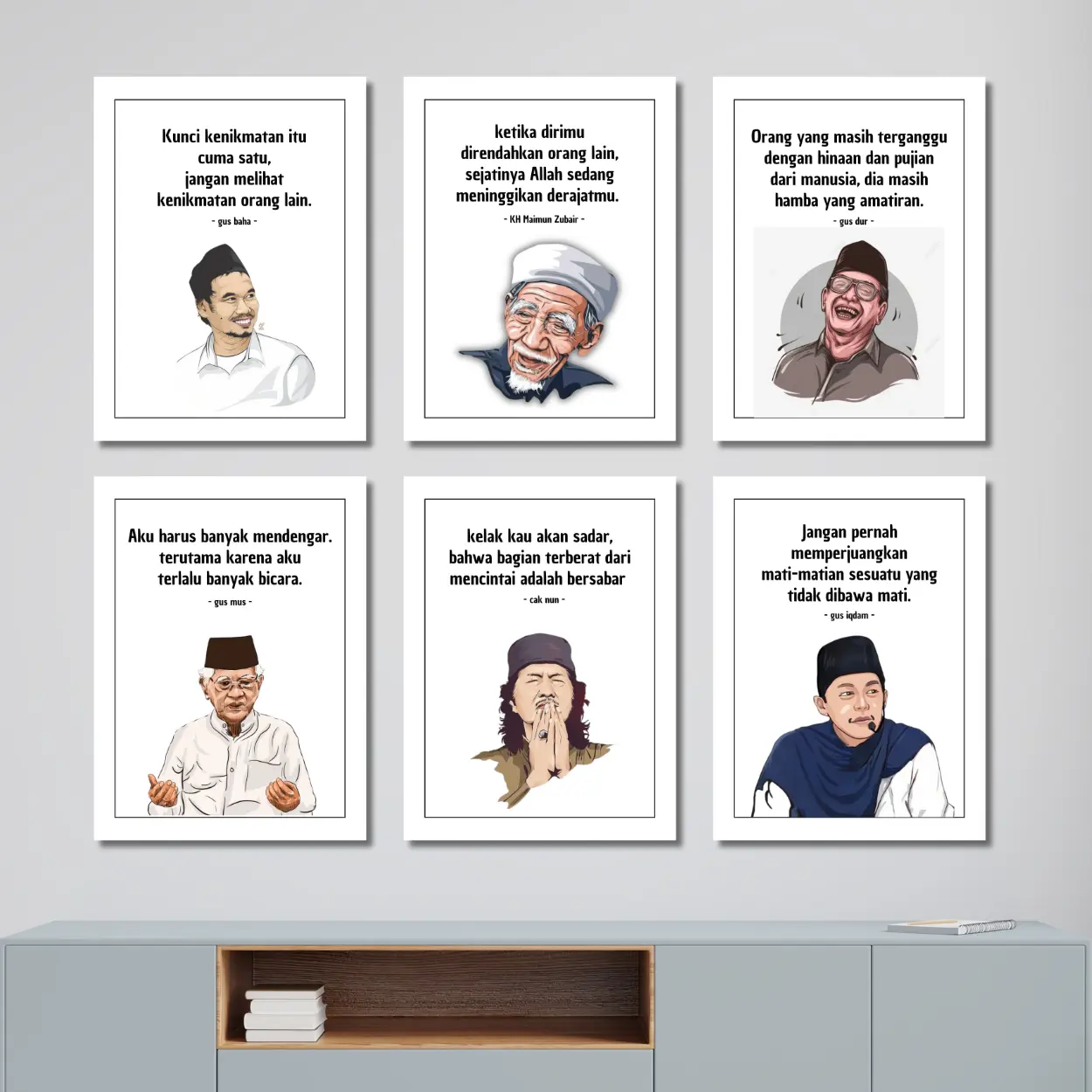 HIASAN DINDING QUOTES PARA ULAMA - POSTER 20x25 CM MDF 6M - DEKORASI RUANGAN KANTOR KAMAR RUANG TAMU CAFE - SUPER MURAH KHMAIMUNZUBAIR GUSBAHA GUSIQDAM seni moder
