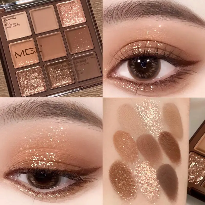[Skistore] BPOM Eyeshadow Chocolate MGL Palette 9 Color Matte Nude Pigmented Tahan Lama & Glittery 3