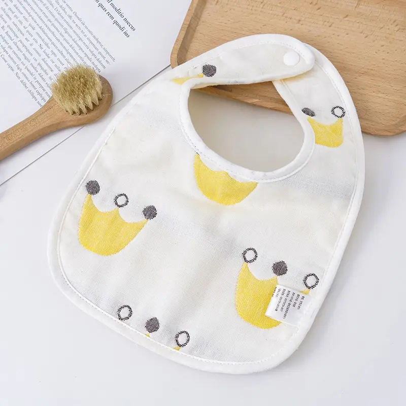 Mother and baby baby bib U-shaped six-layer gauze rice pocket cartoon jacquard drooling towel cotton kindergarten newborn u-shaped bibs