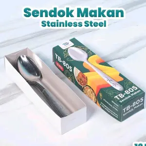 1Lusin Sendok Garpu Makan Stainless 805/905 Gagang Motif Bunga
