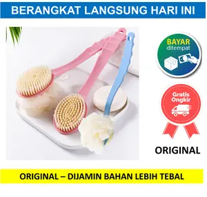 Sikat Mandi KEKINIAN Dua Sisi Sikat Punggung Mandi Spons dan Sikat Back Rubbing Tongkat Pegangan Panjang