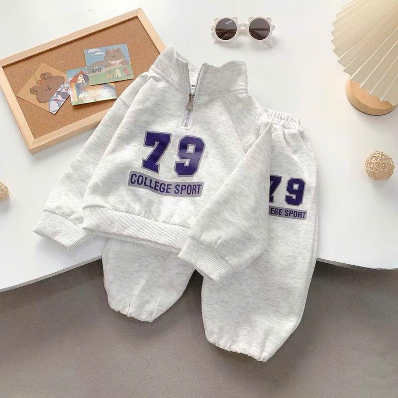  Bộ quần áo thu đông bé trai bé gái bộ nỉ cổ khoá chất liệu nỉ bông cho bé 8-18kg 