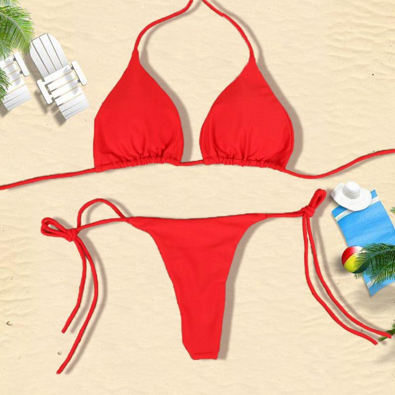 Product Introduction of Women  Bikini  Tie Side Thong Beach Triangle Swimwear 14