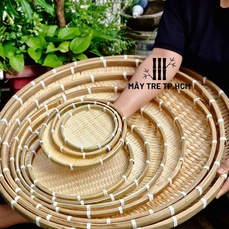  Mẹt tre được hun khói tránh mối mọt đường kính 16cm mẹt nhỏ dùng trang trí để bàn đựng trái cây trang trí chụp hình 