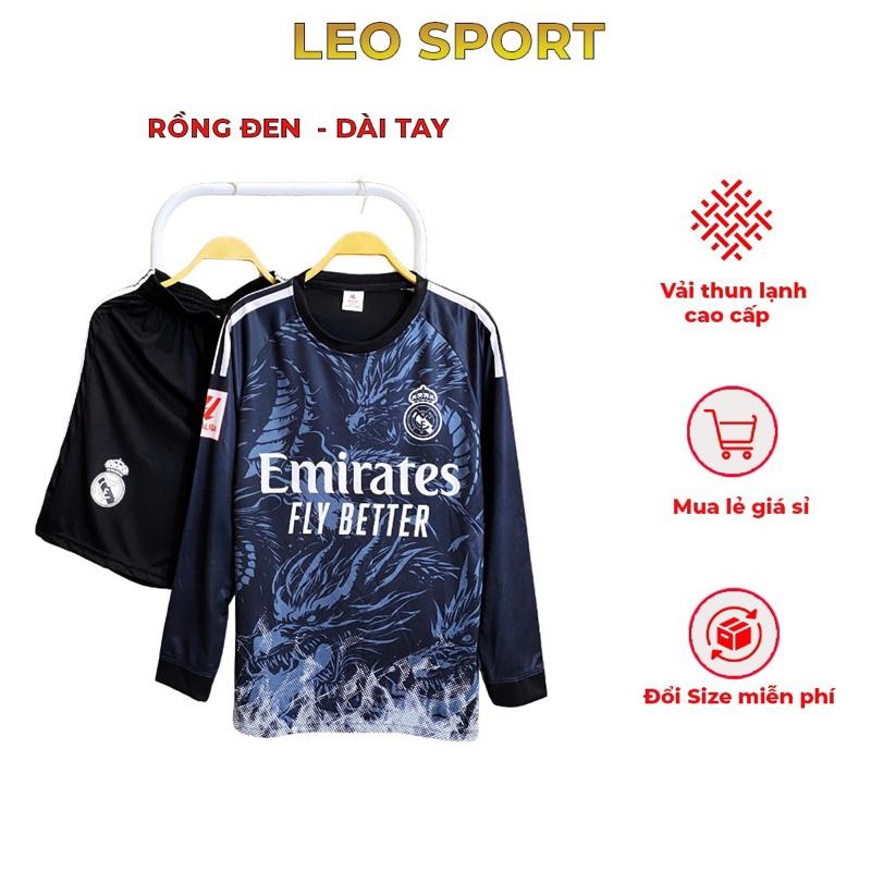 Bộ quần áo bóng đá Nam-Nữ ,bộ đồ đá banh CLB Re..al đen rồng (DÀI TAY),vải thun lạnh thoáng khí -LeoShop  áo bóng đá áođábanh thậpcẩm Sport Top Sport Top Trang Phục áo  đá