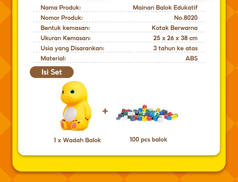 OHSOME Jumbo Nai Long Brick DIY 100 pcs Building Blocks / Block Mainan Balok Susun Jumbo 100 pcs 3D DIY Nai Long / Blok Susun 100 pcs Nailong Jumbo 3D DIY Bahan ABS Kuat Tahan Lama