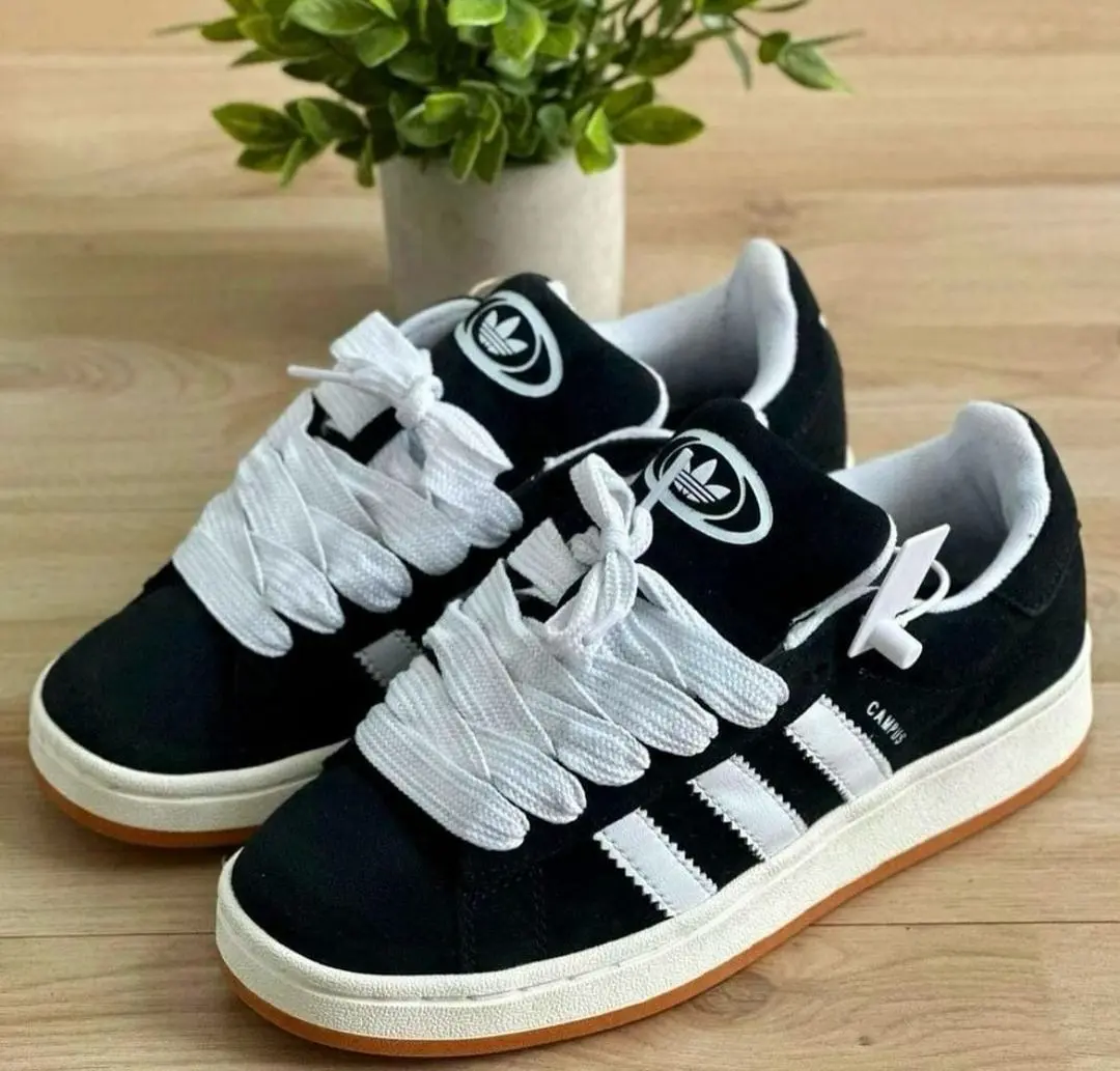 SEPATU SNEAKERS ADDS CAMPUS 00s CORE BLACK WHITE UNISEXS CASUAL TRENDY