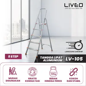 Tangga Rumah Lipat Alumunium Liveo LV-105 / Tangga 5 step