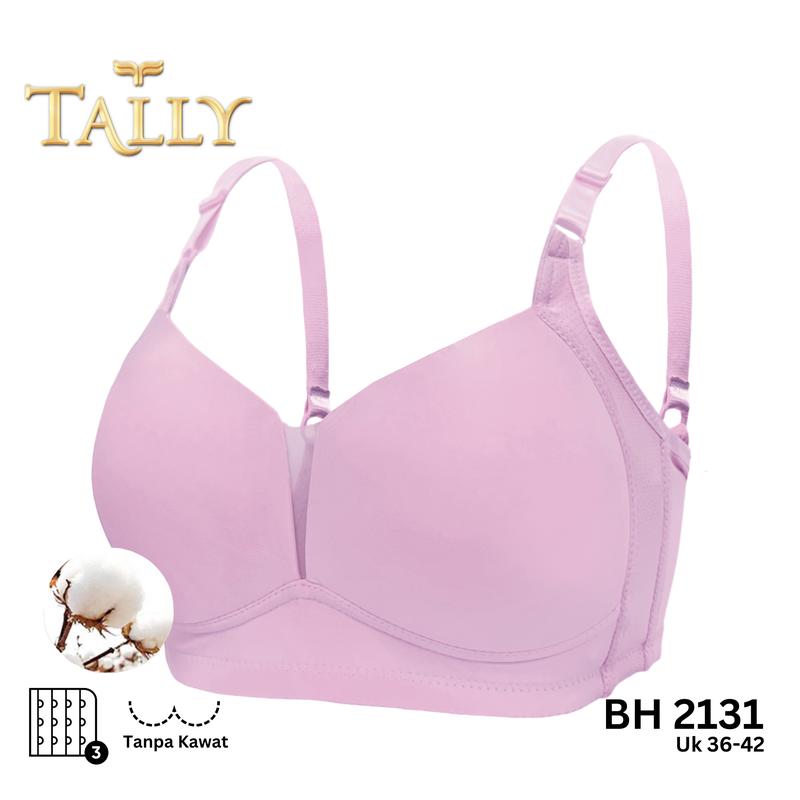 TALLY BH 2131 Bra Wanita / Cewek Tanpa Kawat Busa Tipis Bahan Katun CUP C Kait 3 Bra Harian Fashionable Dewasa / Remaja Tidak ber Motif 0