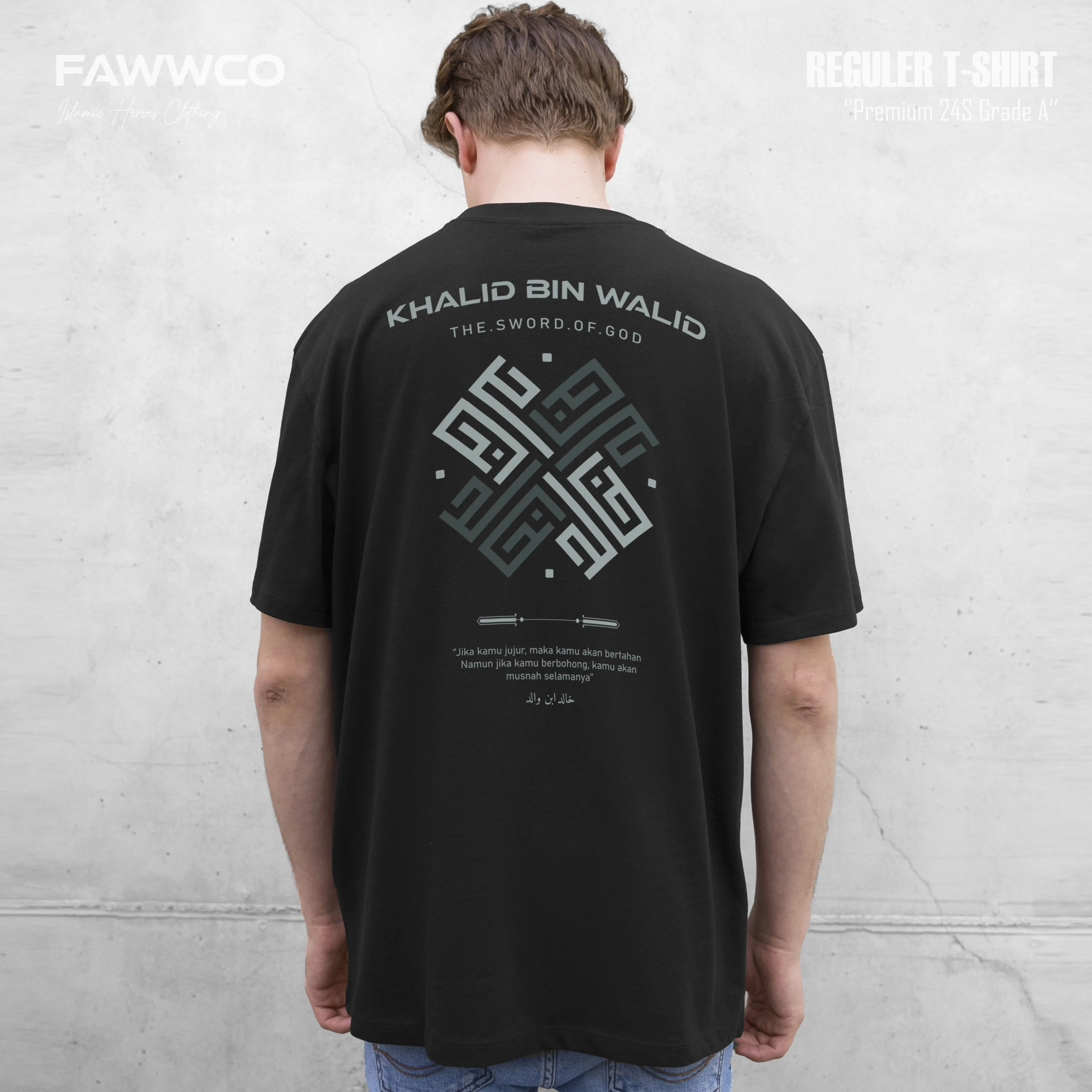 FAWWCO KHALID KALIGRAFI - Tshirt Dakwah Modren Premium Distro 24S Kaos Sablon