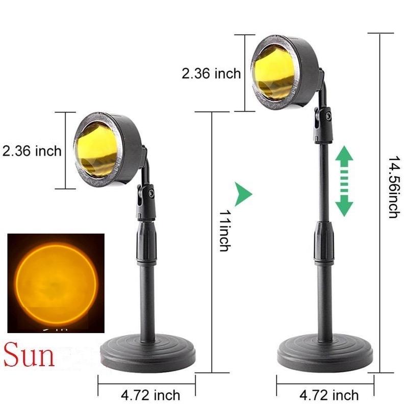 Lampu Tidur Proyektor Led Motif Matahari Terbenam Warna Pelangi sunset lamp sun Color USB 2