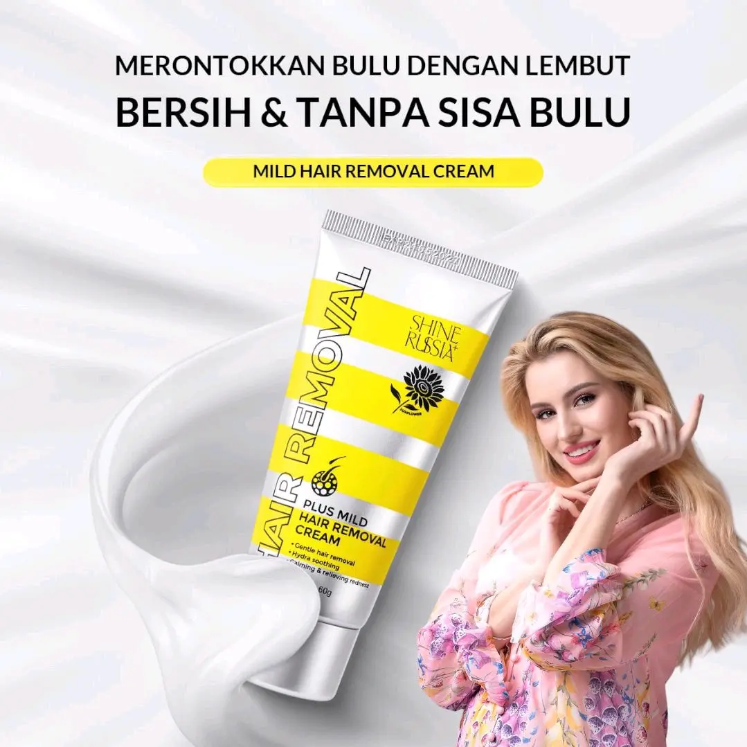 Shine Russia + PERONTOK BULU - Sunflower Hair Removal Cream - Krim Perontok Bulu Ketiak dan Bulu Lainnya - Krim Waxing - Perontok Bulu Disekitar Area Kemaluan Tanpa Iritasi
