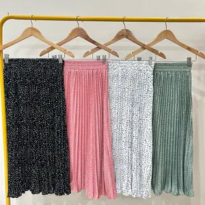 Rok Plisket 7/8 Bawahan Wanita Muslim Motif Bintik Bahan Tebal