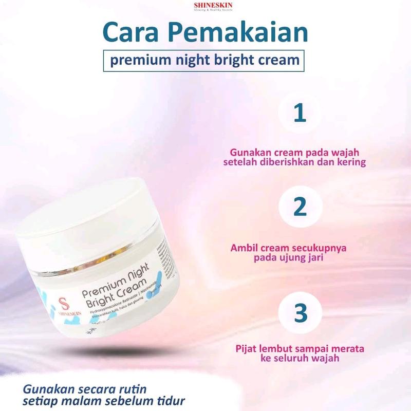 Shineskin Premium night brightening cream Mencerahkan  Wajah Niacinamide 2