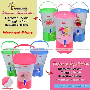 DISPENSER AIR ALEXA 12 LITER SOFT COLOR//DISPENSER PLASTIK Food Grade//TEMPAT AIR DENGAN KRAN