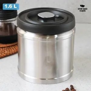 PROMO One Two Cups Toples Stainless Penyimpanan Biji Kopi Vacuum Sealed Lid - L-750