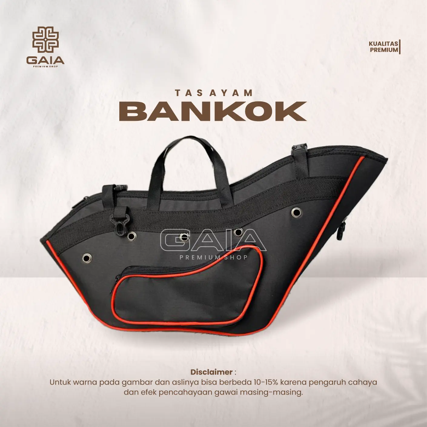 Tas Kiso Ayam Bangkok - Ayam Petarung - List Warna Bahan Canvas Premium Busa Tebal Desain Mewah