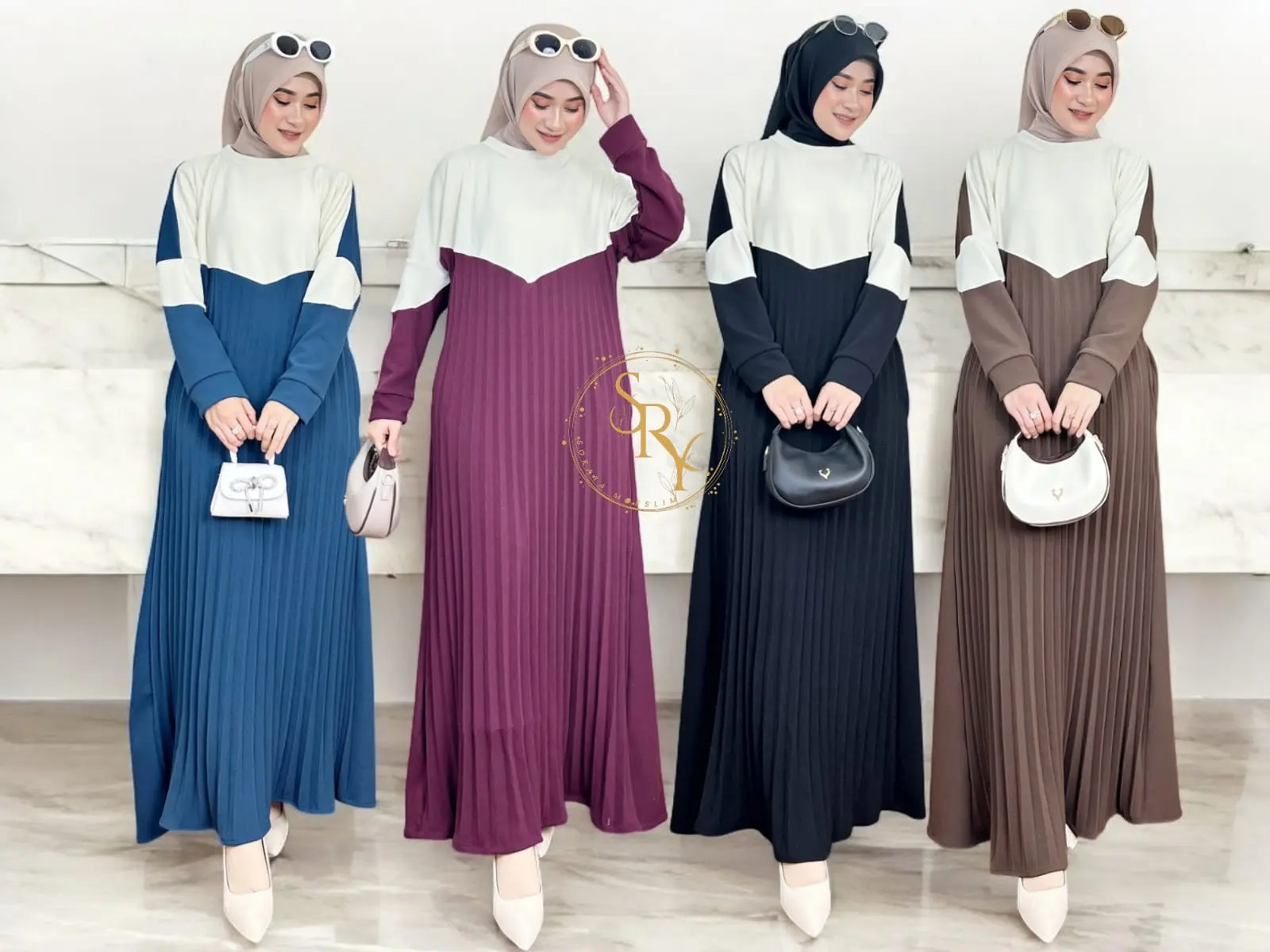 Busana Muslim Mewah Elvina Dress - Gamis Knit Premium - Wanita Remaja Dewasa - Pesta - Casual - Lebaran - Maxi - Syari gam is