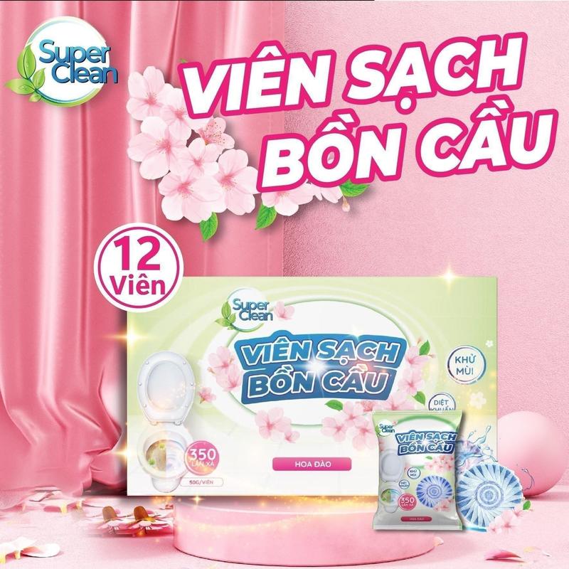 (ĐỘC QUYỀN) Combo 12 viên sạch bồn cầu Super Clean - Khử mùi hôi, diệt khuẩn, duy trì sáng bóng của gốm sứ Làm Sạch bom tẩy bồn cầu viên thông viên sủi bồn cầu gift tẩy viên xả viên/bom vệ viên để viên đặc viên xả,trúc vệ sinh bồn cầu
