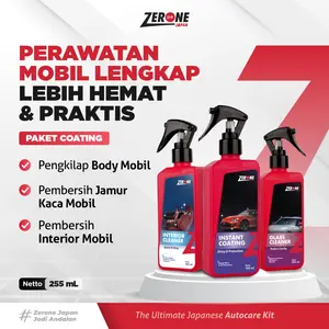 Paket Coating Lengkap Zerone Japan - Pengkilap Body Mobil, Pembersih Jamur Kaca, & Pembersih Interior Mobil 255ml