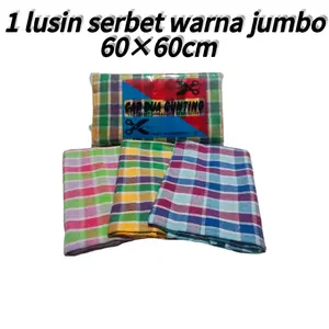 1 Lusin Serbet Jumbo Cap Dua Gunting 60x60cm Tebal Menyerap Air Katun 100% Warna Cerah Dapur casual random tidak mudah terurai polytex serbaguna