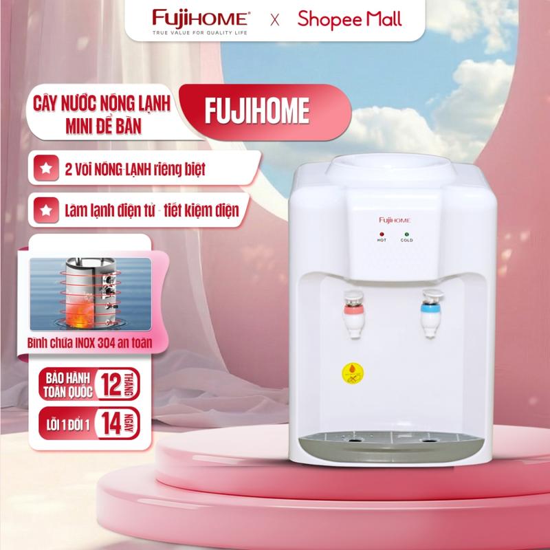 Cây nước nóng lạnh mini để bàn 2 vòi tự động ngắt, máy lọc nước uống nóng lạnh tiết kiệm điện an toàn cho gia đình