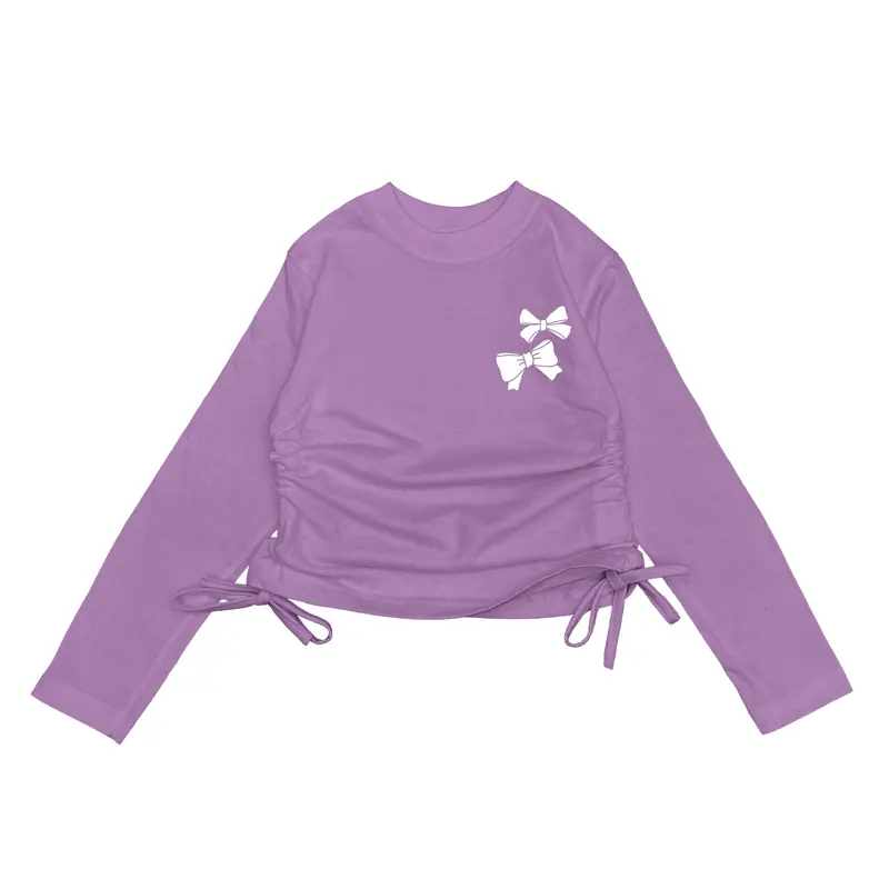 Baju Kaos Crop Serut Anak MECUKIDS Motif PITA 2 Coquette Lengan Tangan Panjang Usia 4 5 6 7 8 9 10 Tahun 5