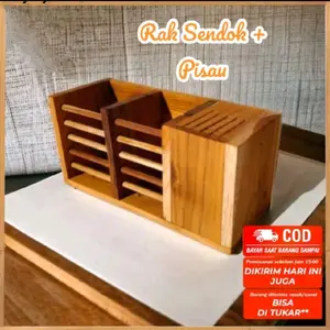 Rak Pisau Dapur / Tempat sendok Pisau / Dapur Estetik KAYU JATI Kitchenware
