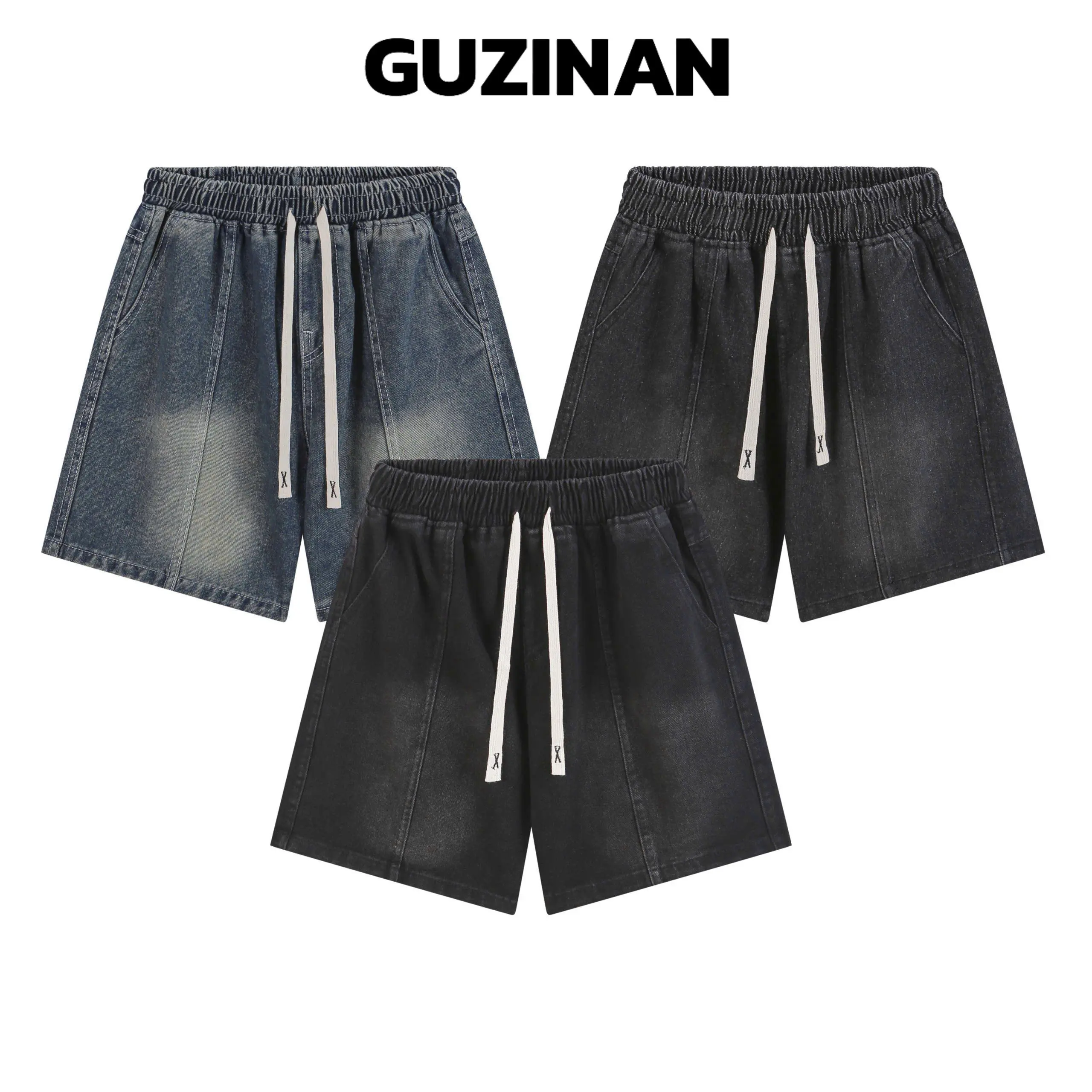 Combo 2 Quần Short Jean Phối Sọc Gân Trẻ Trung Thoáng Mát Dày Dặn Co Giãn Nhẹ quần  đùi  nam  jean