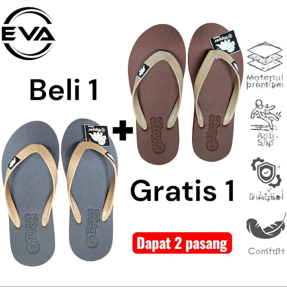 eFlipperclass Sendal Pria Beli 1 Gratis 1 Jepit Karet Comfort