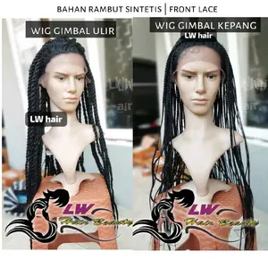 Wig Gimbal Ulir Kepang Panjang Front Lace