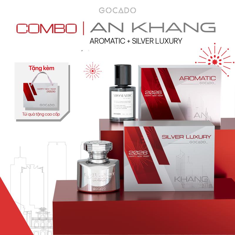 BỘ QUÀ TẶNG "AN KHANG" GOCADO: 01 NƯỚC HOA Ô TÔ AROMATIC & 01 NƯỚC HOA Ô TÔ SILVER LUXURY - TẶNG KÈM TÚI XÁCH CAO CẤP