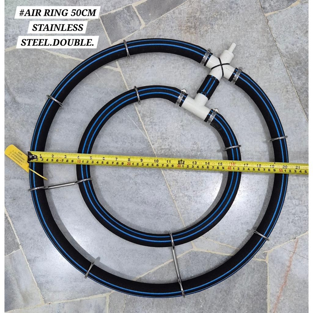 Air Ring 50cm Double Stainless Steel Pond Aquarium Fish Ikan Kolam Akuarium Aeration Tube Bubble Tub