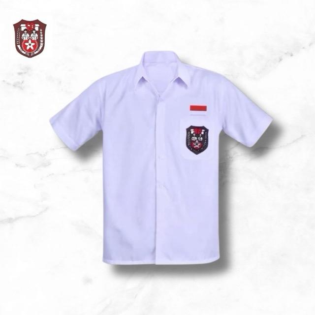 Seragam Sekolah SD Lengan Pendek Logo Bordir Baju kemeja Laki Perempaun Atasan Kemeja Sekolah 1