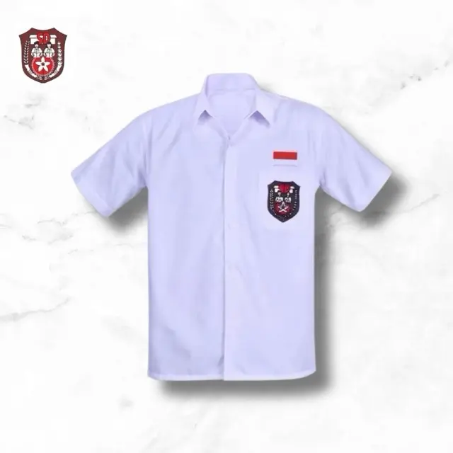Seragam Sekolah SD Lengan Pendek Logo Bordir Baju kemeja Laki Perempaun Atasan Kemeja Sekolah 1