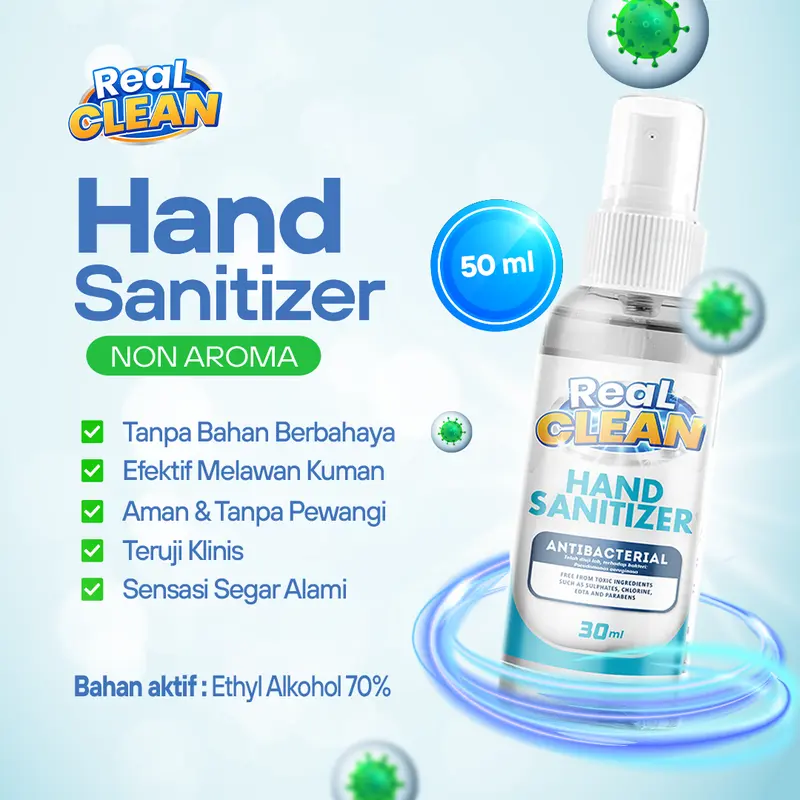 Real Clean Hand Sanitizer Cair 30 ML Liquid Sanitizer - Hand Sanitizer Spray Sanitizer Antiseptic Tangan 0