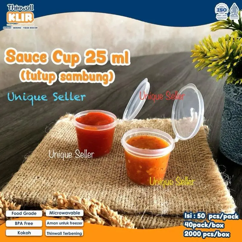 [Isi50] Thinwall Cup 25 ml KLIR / Thinwal Cup 25ml / Tempat Saos Bumbu 25 ml KLIR / Sauce Cup 25 ml / Tempat Saos Bumbu 25ml / Thinwal Saos Cup 25 ml 25ml
