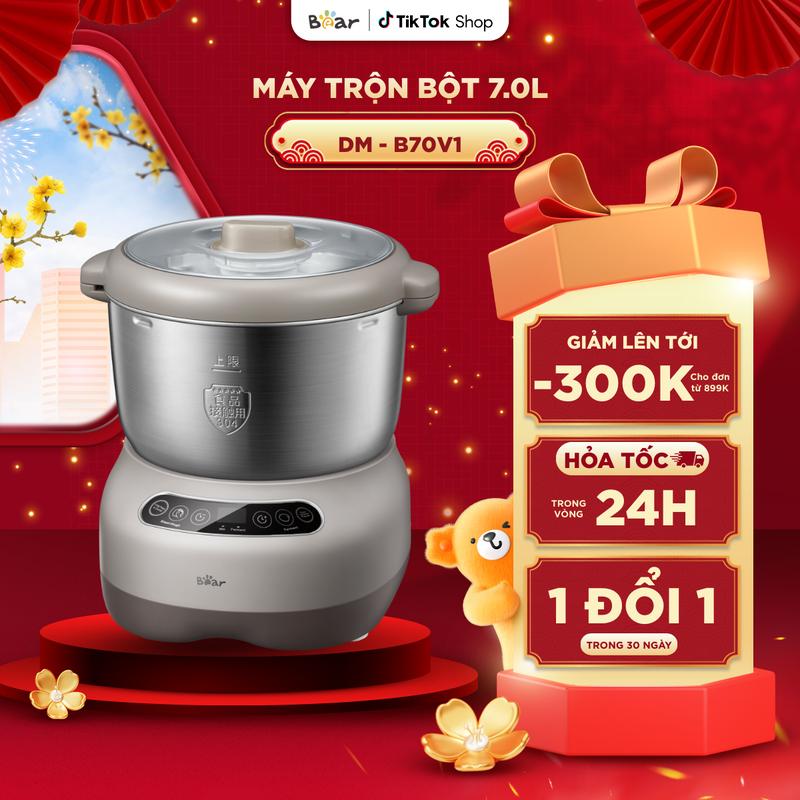 Ưu Đãi Sốc Máy Trộn Bột BEAR 7L Máy Nhào Bột Máy Đánh Bột Máy Nhồi Bột Làm Bánh Mì Bánh Bao Nhồi Ủ Tự Động Công suất 250W DM-B70V1
