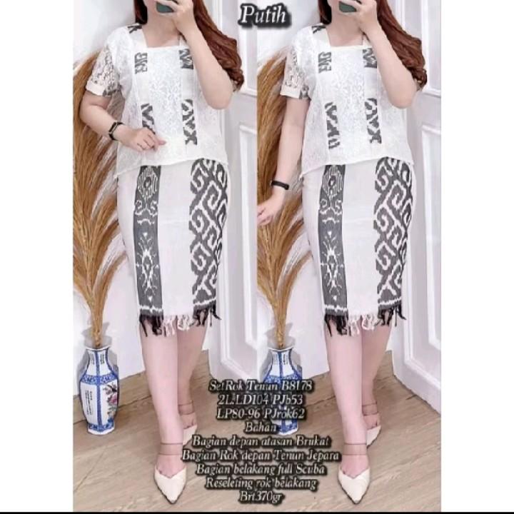 SETELAN TENUN WANITA RUMBAI BAWAH ATASAN BROKAT, BAJU KEBAYA TENUN, BAJU ADAT, BAJU SERAGAM, BAJU CASUAL 7