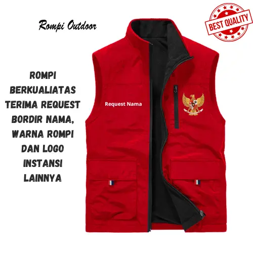 FASHION KECE ROMPI OUTDOOR PRIA TERSEDIA 5 WARNA LOGO GARUDA & BISA REUEST NAMA