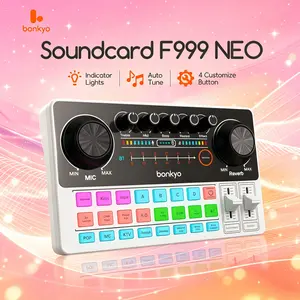 Bonkyo Soundcard F999NEO Profesional untuk Laptop dengan Prosesor Audio Canggih, Output Multi Saluran Cocok untuk Musik, Film, Game & Live Streaming - Kartu Suara Komputer
