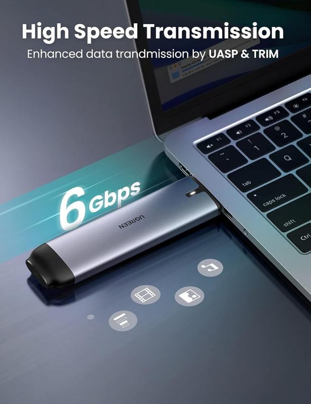 UGREEN Adaptor SSD Enclosure M.2 Sata NGFF USB C 3.1 High Speed up to 6Gbps 1